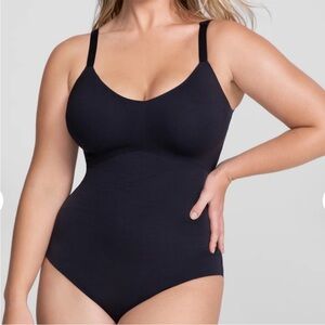 Women's Honeylove Black Thong Bodysuit